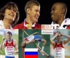Alexander Shustov Yüksek atlama şampiyonu Ivan Ujov ve Martyn Bernard (2 ve 3) Avrupa Atletizm Şampiyonası&#039;nda Barcelona 2010